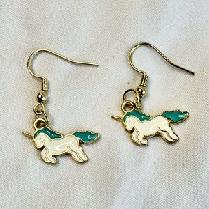 ☃️⛄️Unicorn Earrings with Blue and Gold Accents